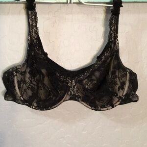 Cacique 44C black full coverage underwire bra.